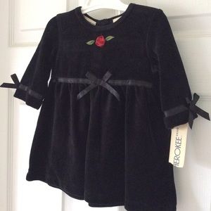 NWT Black Velour Dress with Satin Accents Sz 6M